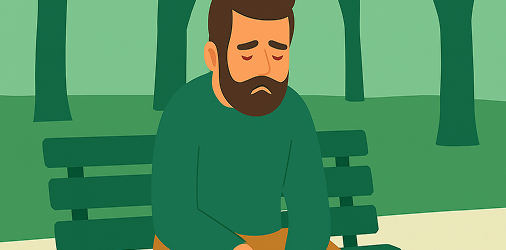 a depressed man sitting in the park